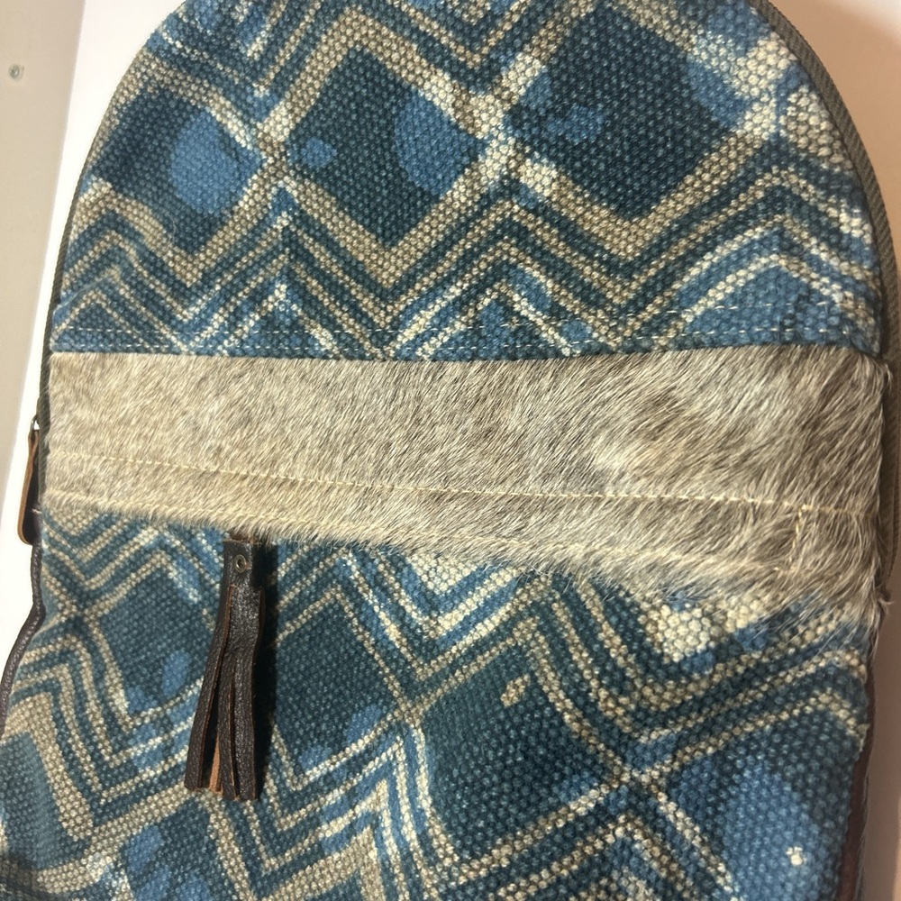 Myra Western Geometric Pattern Backpack Hide Hair… - image 2